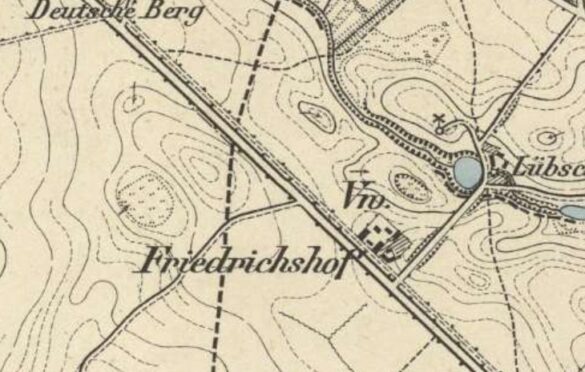 Opisywany obszar późniejszej restauracji Friedrichshof na mapie z 1888 roku.