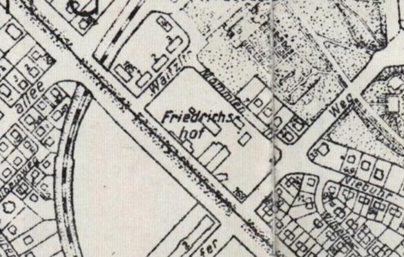 Opisywany Friedrichshof na mapie z 1937 roku. Układ ponownie wygląda inaczej.