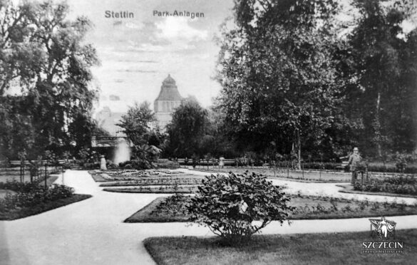 Park Żeromskiego / Grabower Anlagen, w pocztówce