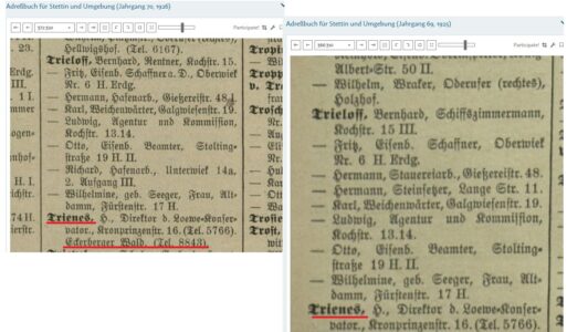 pojawiający się adres Eckerberg Wald na przełomie 1925/1926 r.