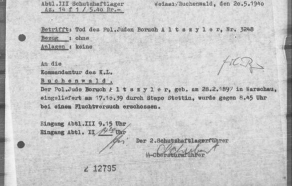 Dokument na nazwisko Boruch Altszyler