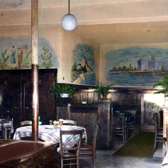 Wnętrze restauracji, którą prowadził Emil Köhler przy dzisiejszej Dubois