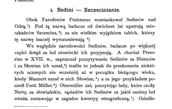 Sedini - Szczecinanie, z dawnego opracowania wskazującego słowiańskie pochodzenie