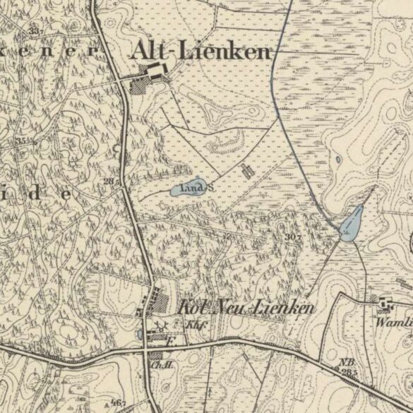 Alt Lienken i Neu Lienken na mapie z końca XIX wieku