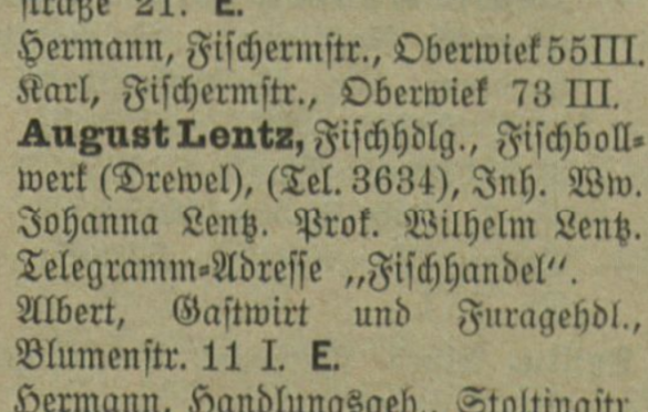 Wypis z księgi: August Lentz w 1914 roku