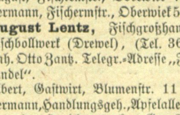 Wypis z księgi: August Lentz w 1916 roku