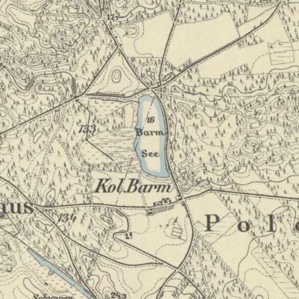 Kolonia Barm na mapie z około 1888 roku