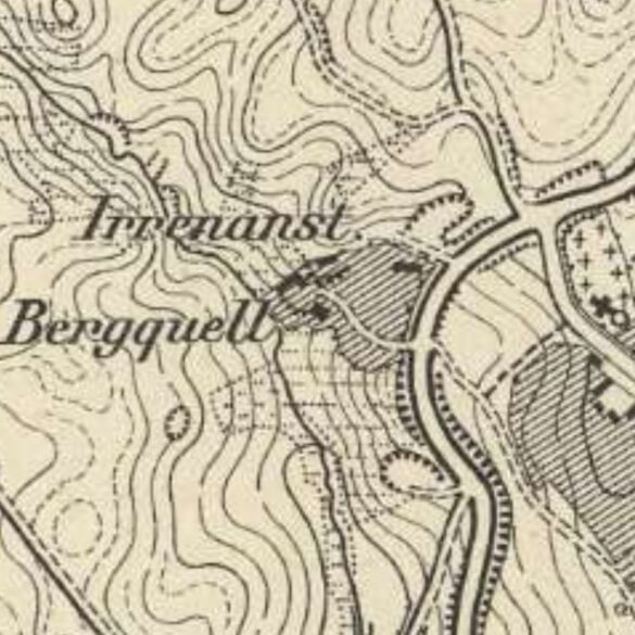 Mapa z około 1888 roku ukazująca pierwsze zabudowania dawnego Berquell