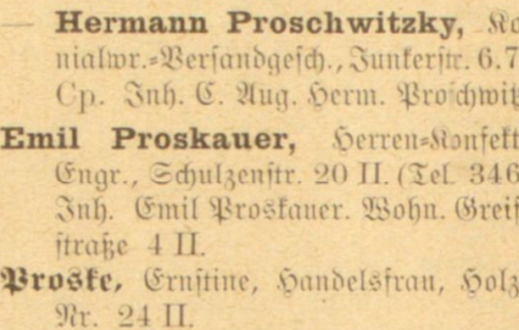 Emil Proskauer w księgach z 1909 roku