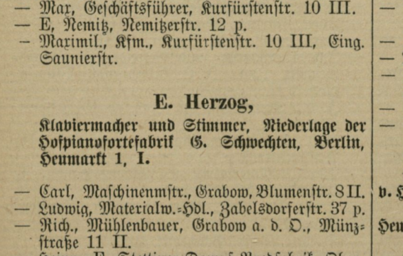 Ewald Herzog w księgach z 1894 roku
