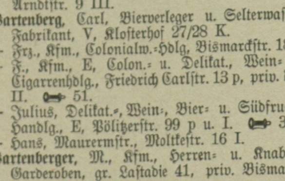 Franz Wartenberg w księdze z 1901 roku