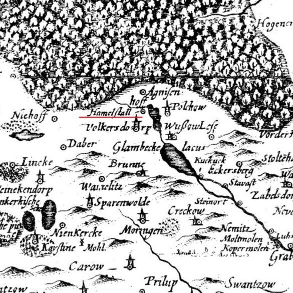 Lokalizacja określana jako Hammelstall na mapie Lubinusa