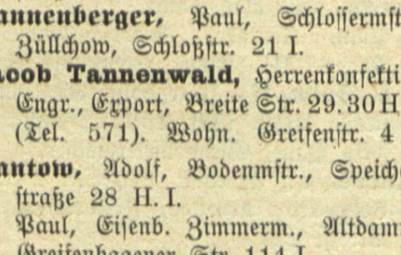 Jacob Tannenwald w księgach z 1912 roku