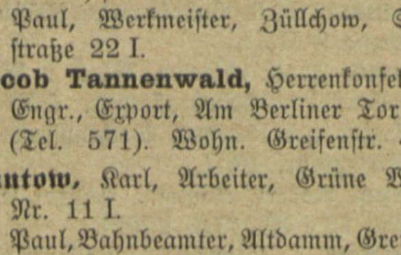 Jacob Tannenwald w księgach z 1915 roku