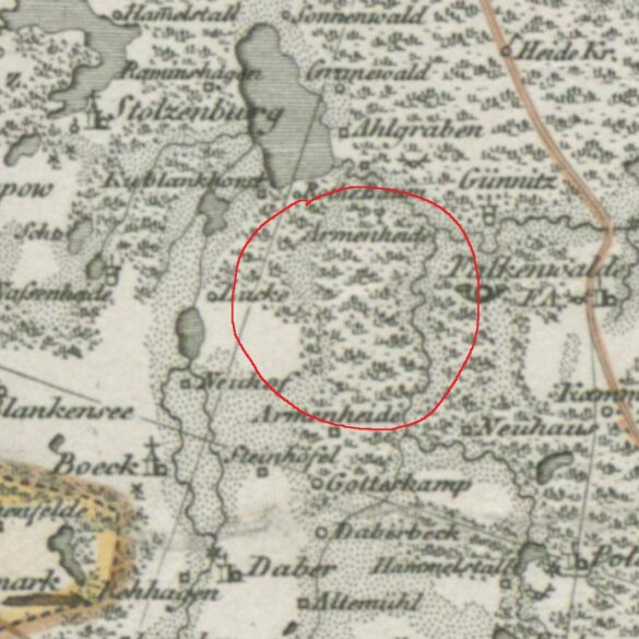 Na mapie z początku XIX wieku folwark nie jest jeszcze oznaczony