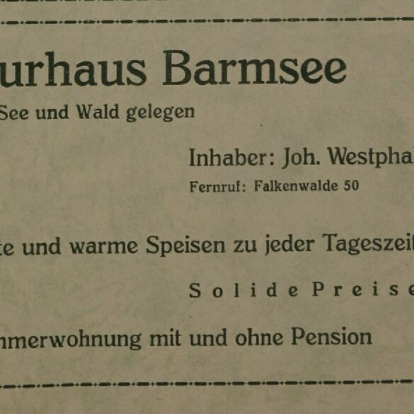 Reklama domu leczniczego Kurhaus Barmsee, właściciel Johannes Westphal