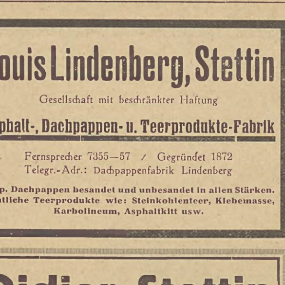 Reklama prasowa firmy, którą prowadził Louis Lindenberg, tu już pozostałej po jego śmierci marki