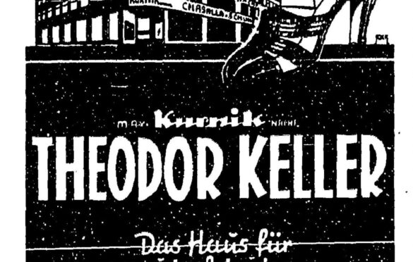 Reklama sklepu, gdy właścicielem był Theodor Keller