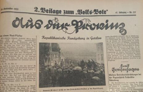 Informacja prasowa z Volks-Bote z września 1931 roku o przemówieniach