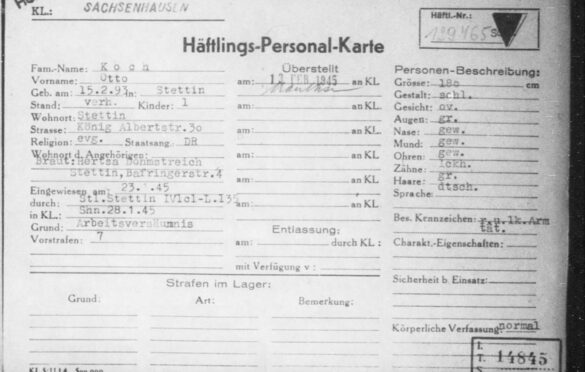 Dokument wystawiony na nazwisko Otto Koch