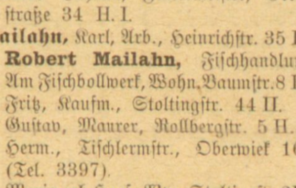 Wypis z księgi: Robert Mailahn w 1900 roku