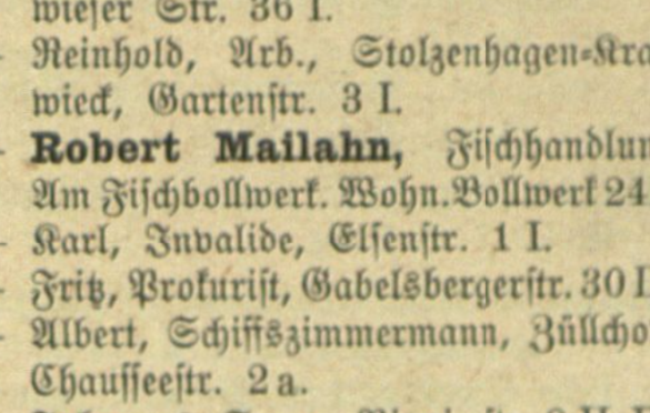 Wypis z księgi: Robert Mailahn w 1916 roku
