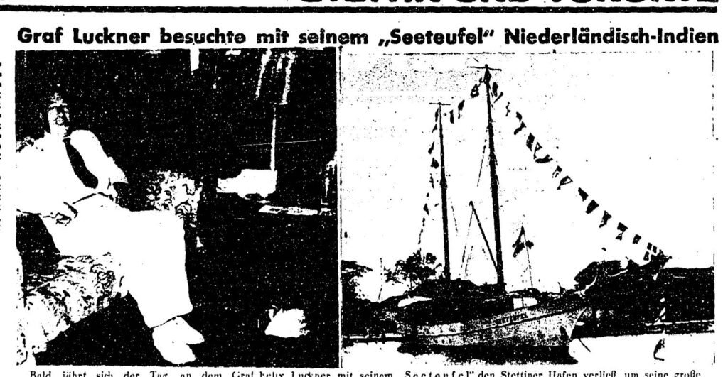 Krótki opis z dawnej szczecińskiej prasy o wypłynięciu statku grafa von Luckner