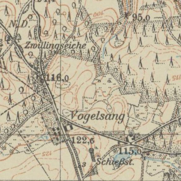Goślice / Vogelsang na mapie z XX wieku