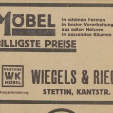 Reklama firmy Wiegels & Riegel z prasy lat trzydziestych