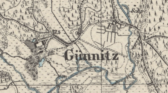 Mapa okolic Günnitz z ~1888 roku