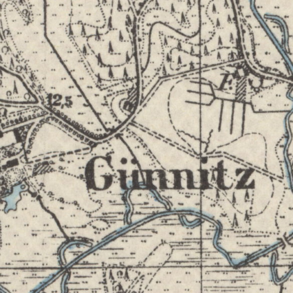Mapa okolic Günnitz z ~1888 roku