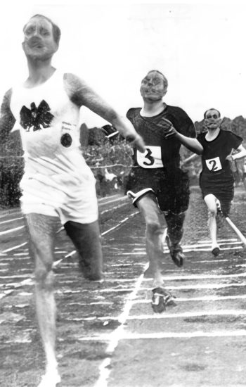 Otto Peltzer na finiszu jednego z biegów