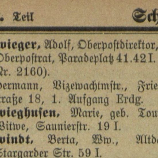 Adolf Schwieger w księdze adresowej 1915 roku