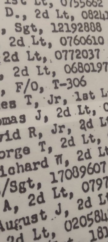 Drugi pilot Thomas Fitzgerald na liście jeńców stalagu