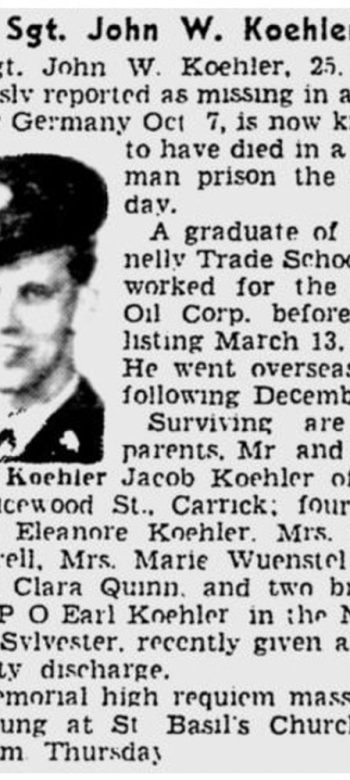 John W. Koehler i notka prasowa o jego śmierci