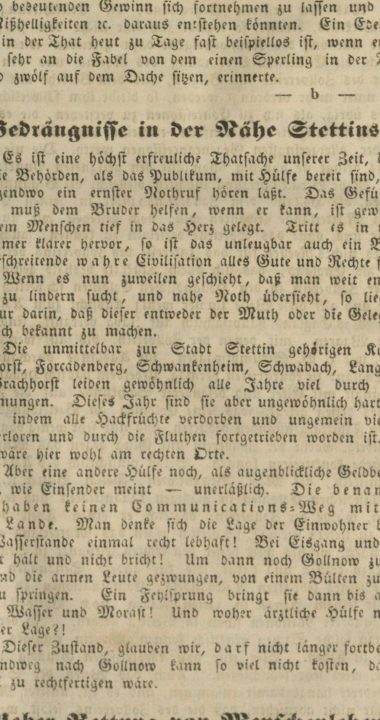 Apel o zalewaniu dojazdu i braku drogi do Schwabach z 1845 roku