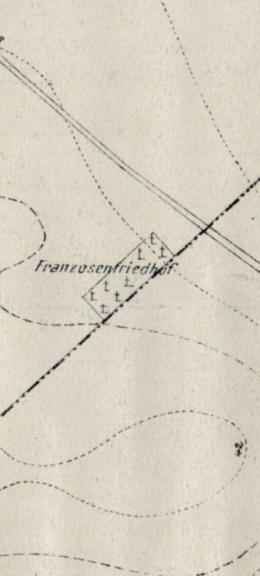 Cmentarz żołnierzy francuskich na mapie z około 1915 roku