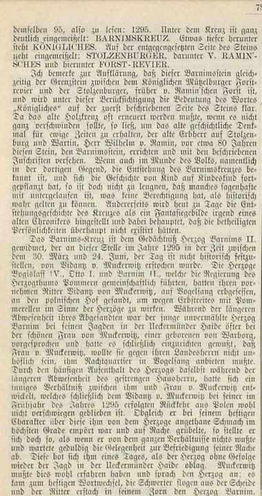 Fragment z Deutsches Adelsblatt z 1887 roku dotyczący historii krzyża i kamienia