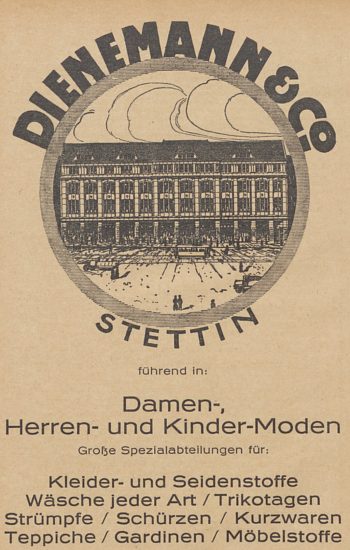 Reklama sklepu rodziny Dienemann z 1926 roku