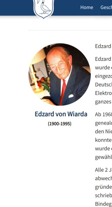 Edzard von Wiarda na starość, w opracowaniu rodzinnym
