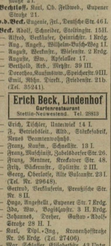 Erich Beck w księdze z 1937 roku