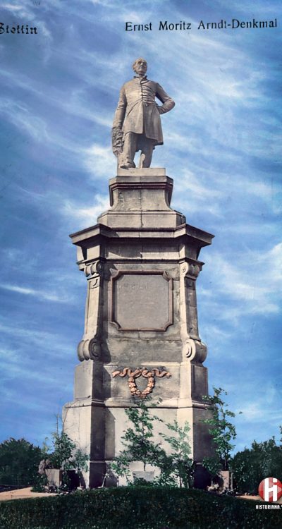 Pomnik Arndta w pocztówce, po ręcznej koloryzacji autora