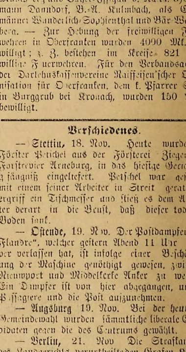 Leśnik Petschel wymieniony w 1890 roku jako morderca robotnika