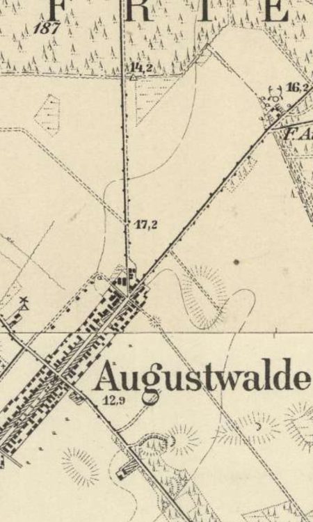 Dawne Wielgowo (Augustwalde) w 1888 roku z leśniczówką w prawym górnym rogu