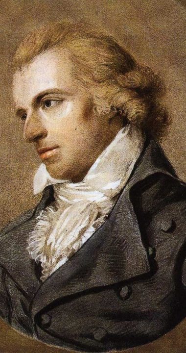 Postać stojąca za głazem - Friedrich von Schiller - w obrazie Ludovike Simanowitz z 1793, domena publiczna