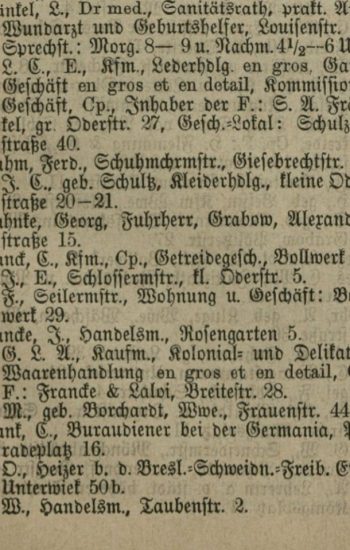 Georg Frahnke w księdze z 1879 roku