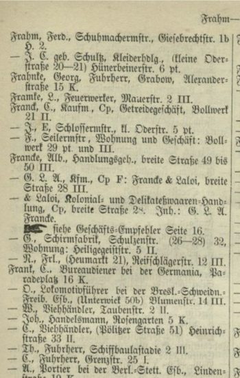 Georg Frahnke w księdze z 1880 roku