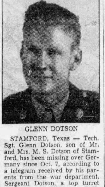 Glenn Dotson, inżynier i górny strzelec w notce z prasy
