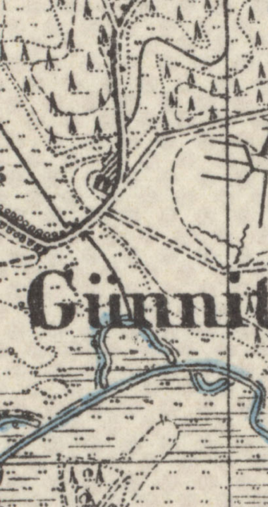 Mapa okolic Günnitz z ~1888 roku