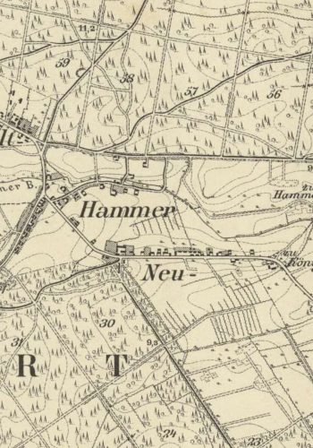 Dawny Alt Hammer i Neu Hammer na mapie z około 1888 roku